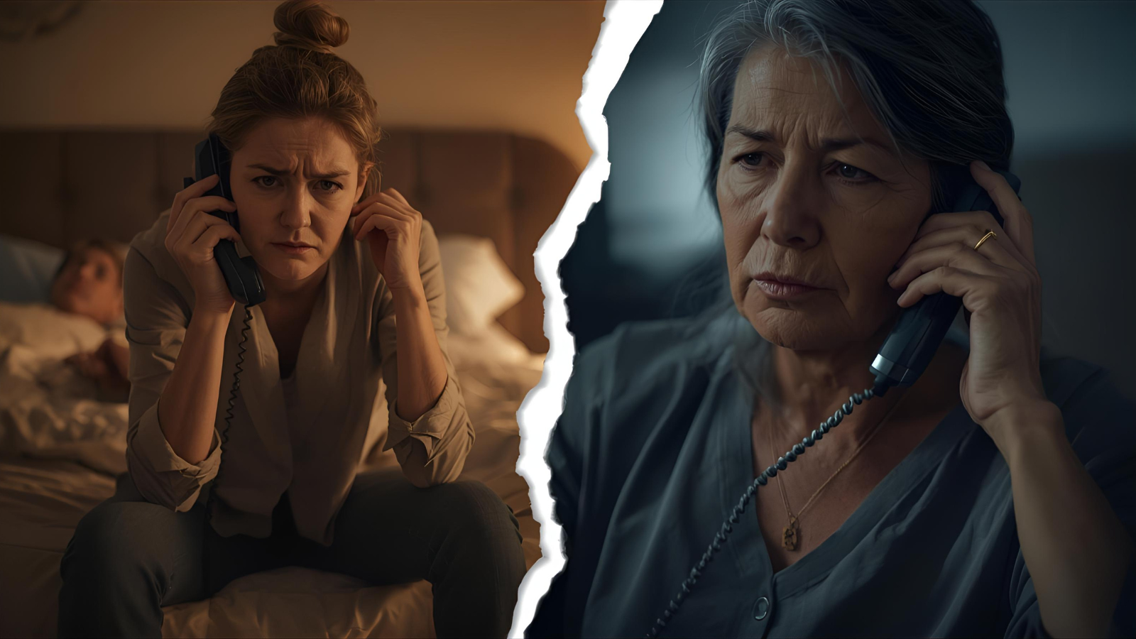 Ältere Frau ruft ihre Tochter mitten in der Nacht an, Symbolbild für narzisstische Mutter im Alter